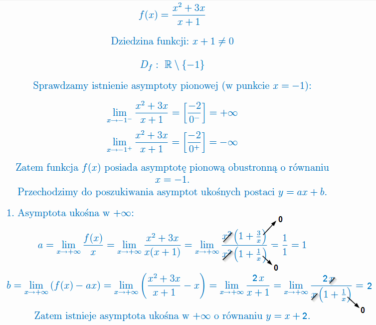 Asymptoty funkcji - rozwiązanie zadania 1a