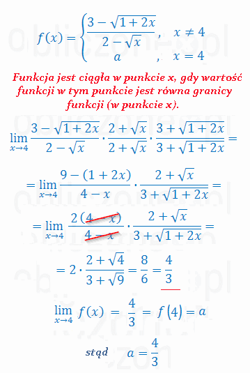 Ciągłość funkcji - rozwiązanie zadania 1