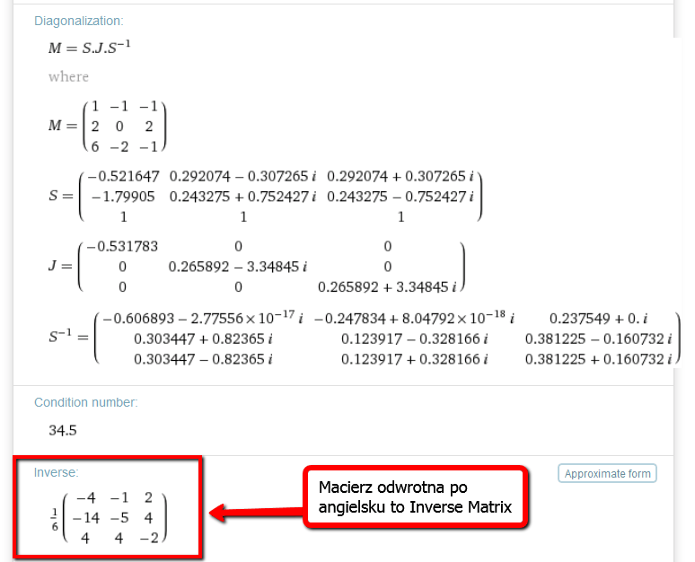 macierz odwrotna wolframalpha