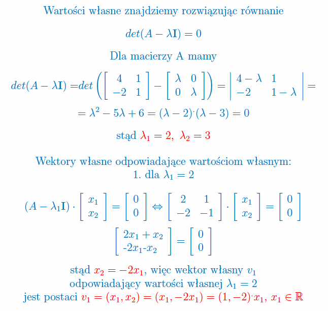 Wartości i wektory własne macierzy, zad. 1a - rozwiązanie