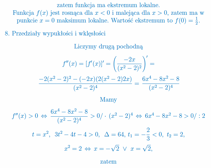 Przebieg zmienności funkcji - rozwiązanie zad. 1e