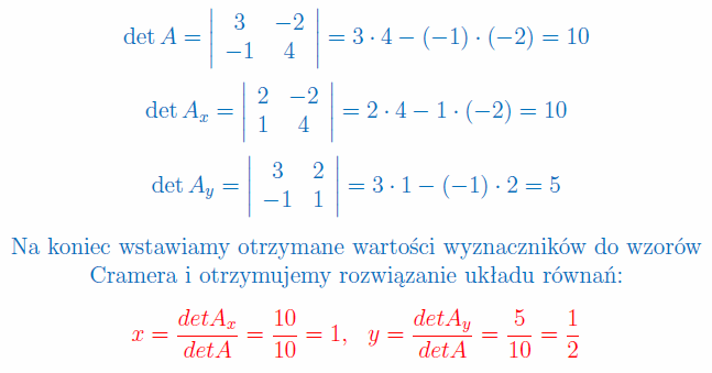 Wzory Cramera, zadanie 9b - rozwiązanie